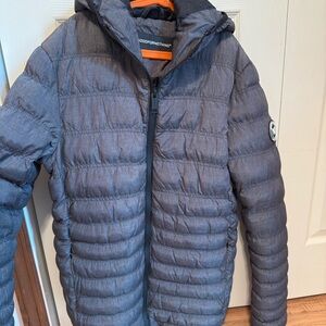Gray Puffer Jacket with Hood